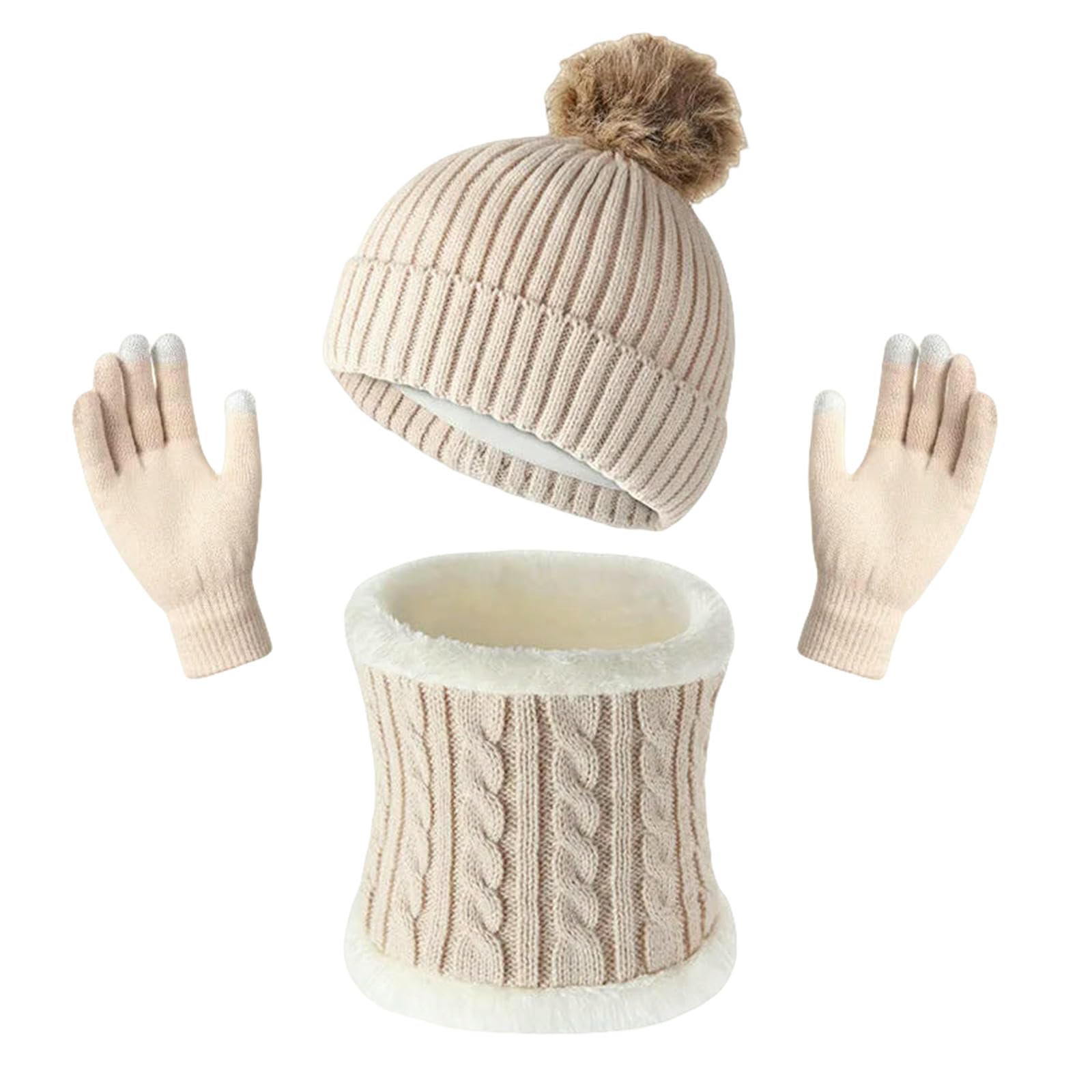 Mütze,Schal & Handschuh-Sets 3-teiliges Set Unisex Mode Winter Strickschal Mütze Handschuhe Zum Warmhalten Für Erwachsene Accessoires Männer Und Frauen Im Freien-c2