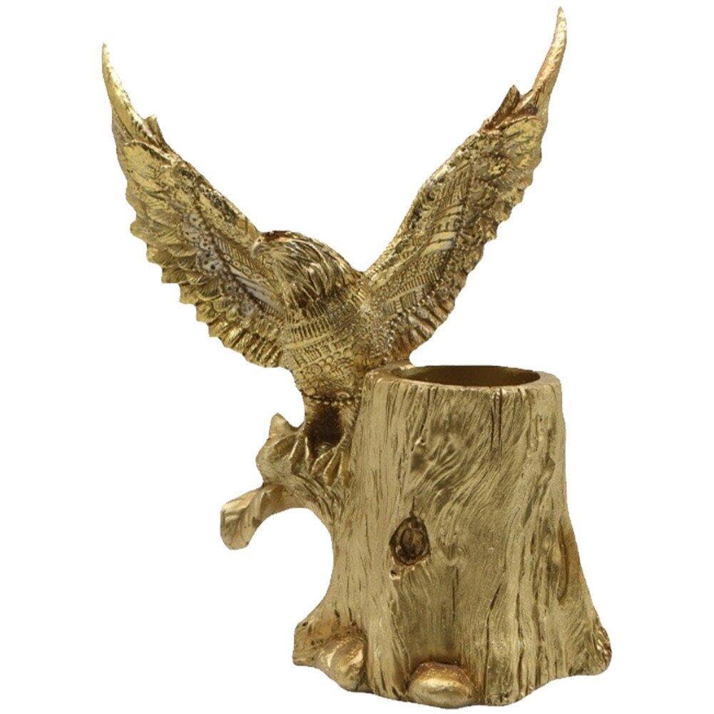 Pot de papeterie figurine d'aigle en résine sculptée de qualité