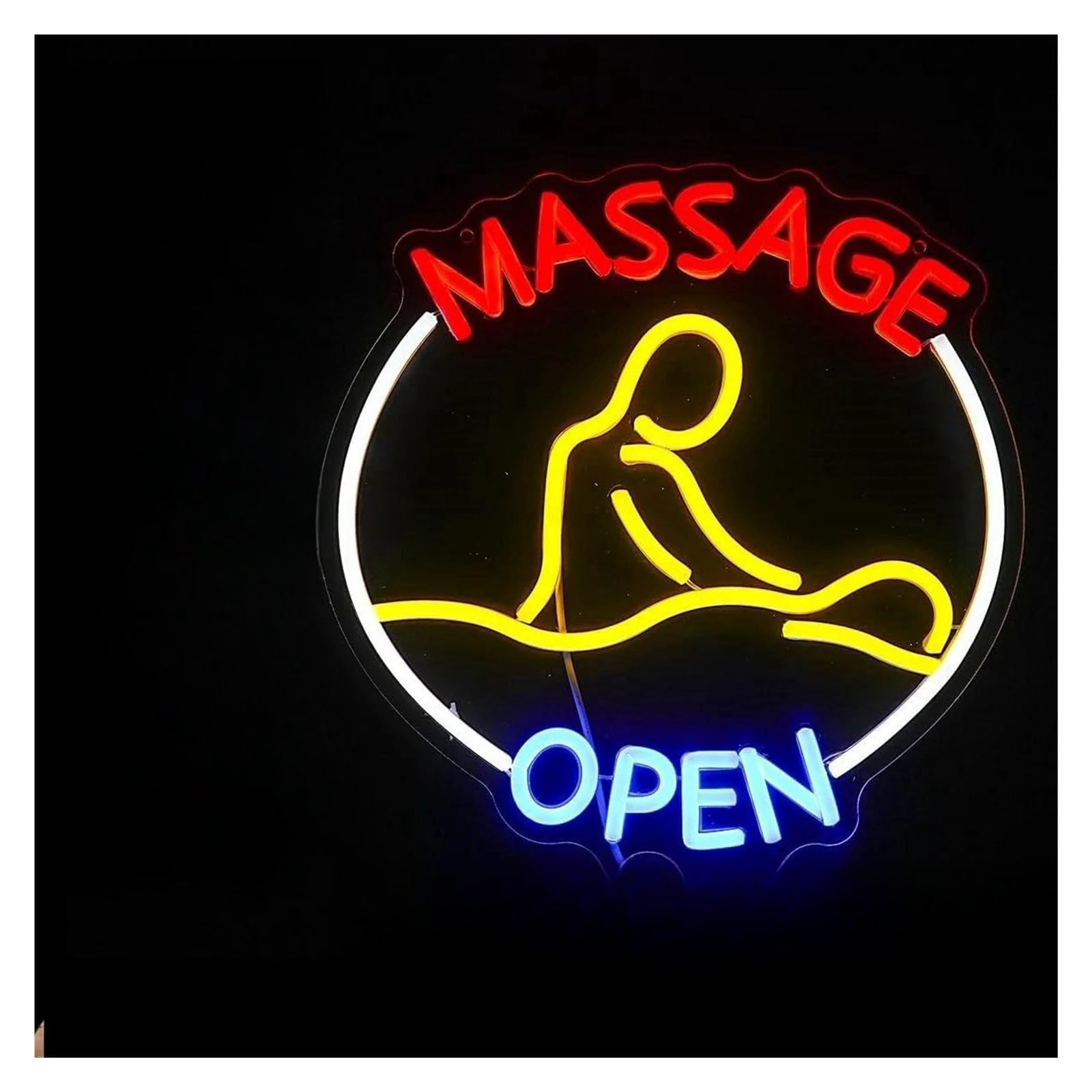 LEMST Signs Lamp Massage Neon Sign for Wall Decor Neon Light Sign Massage Room Business Signage Spa Salon Wellness Center Hanging Decor(32x32cm)