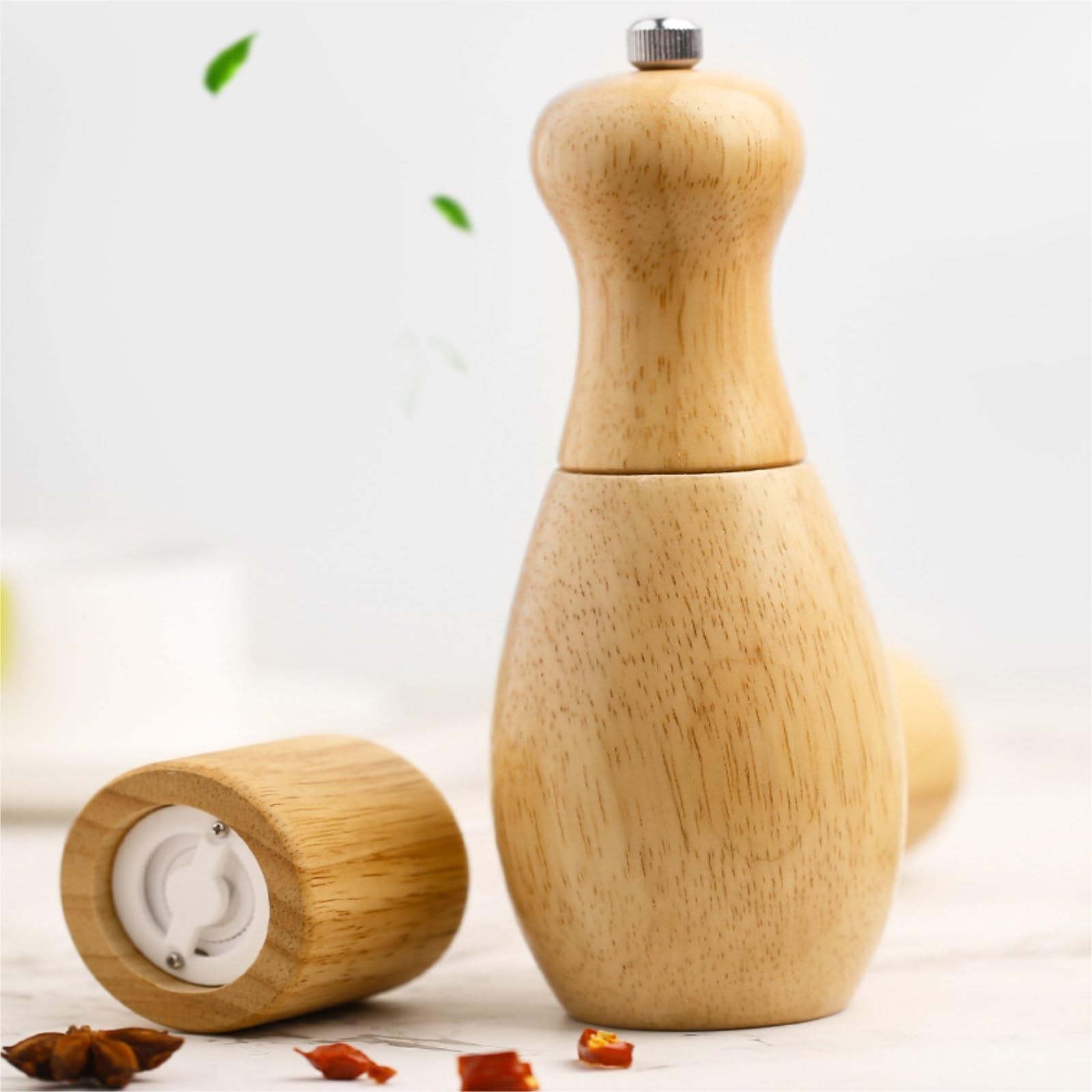 Młynków Do Pieprzu Młynek Do Soli I Pieprzu, Drewniane Młynki, Solniczki Pieprzniczki Młyn Ponownego | 1pcs