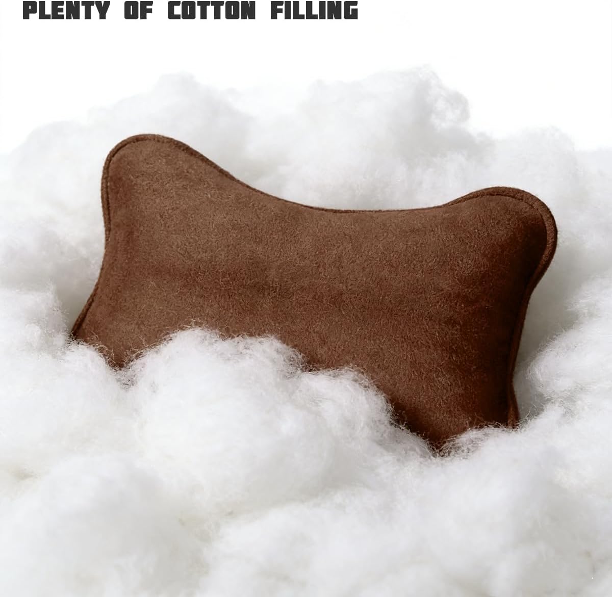 Car Headrest Pillow, Soft Comfortable Suede Vehicle Neck Pillow Cushion with Adjustable Strap, Ergonomic Design Automotive Head Rest Pad Accessories, Universal for Most Vehicles (Brown)