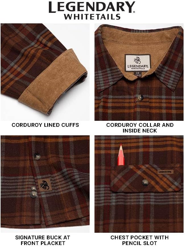Legendary Whitetails Mens Long Sleeve Button Down 100% Cotton Flannel Shirt - Image 4