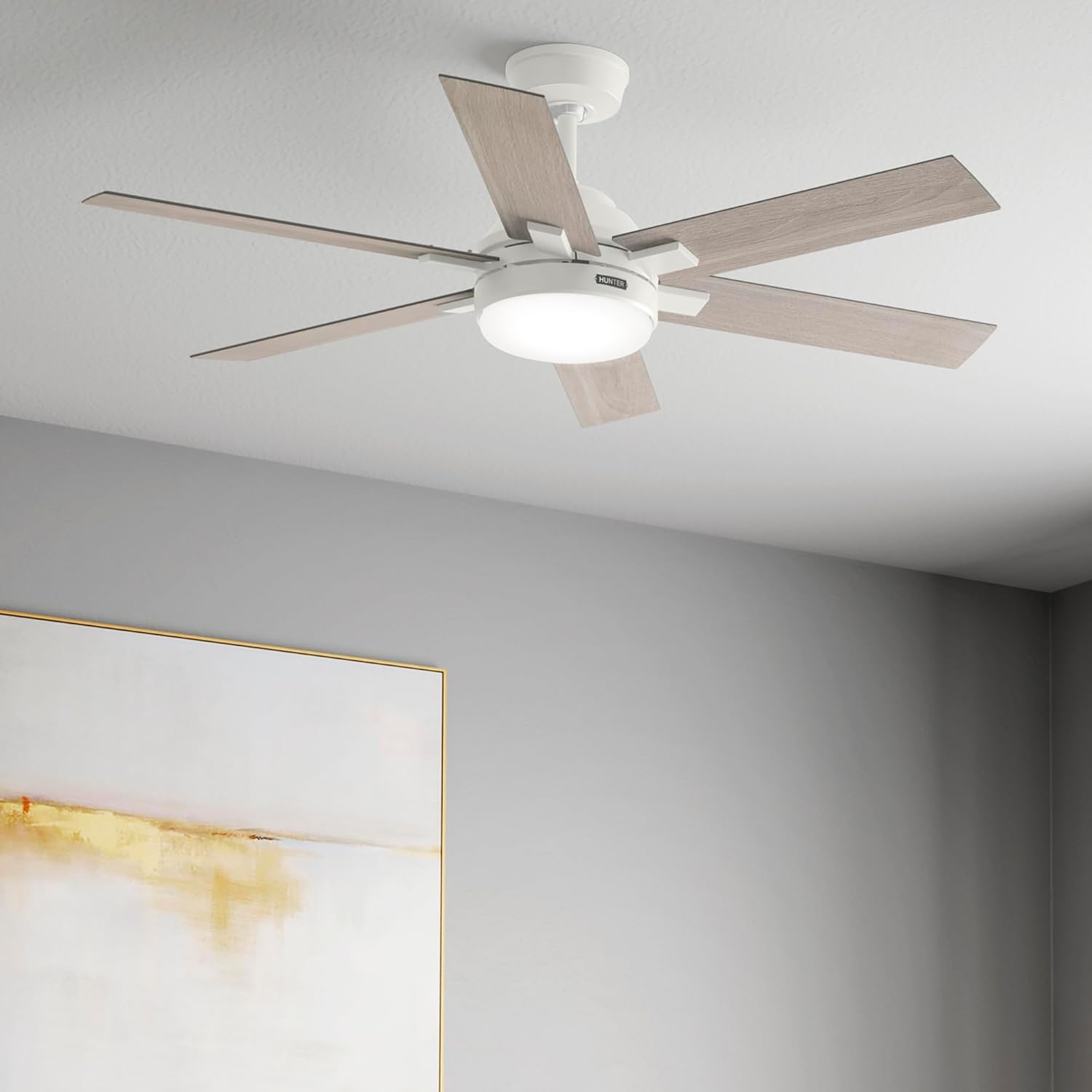 Hunter Fan 52 Inch Casual Fresh White Finish Indoor Ceiling Fan With LED Light Kit and Remote Control (Renewed)