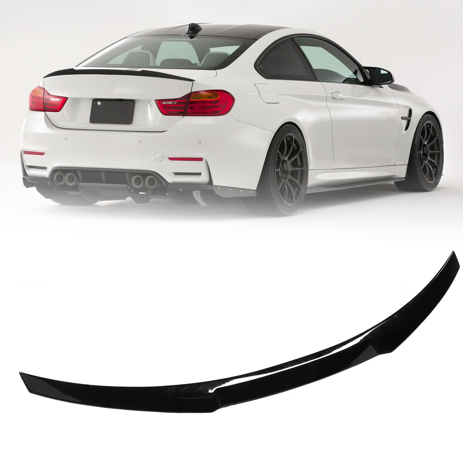 Qqmora Tylny Spojler Bagażnika Tylna Pokrywa Bagażnika Spoiler Skrzydło M4 Styl ABS Aerodynamiczny Sportowy Wygląd z Montażem Pasty do E90 Serii 3 4-drzwiowy Sedan 2006-2011 M3 Sedan (Błyszcząca