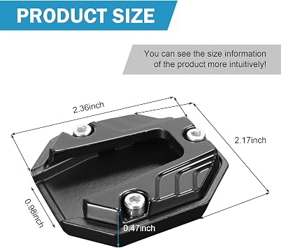 Motorcycle Kickstand Pad, Alloy Non-slip Side Support Extension Plate, Anti-sink Parking Stand Foot Mount with Enlarged Bottom, Universal Modification Accessory for Motorcycles (Black)