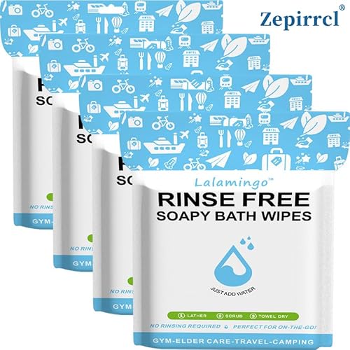 11.81 * 11.81in Disposable No Rinse Bathing towel for Sensitive Skin - All-in-1 Single Use Shower towel, Simply Dampen, Lather, and Dry Without Shampoo or Rinsing. (blue, 4packs（100sheets）)