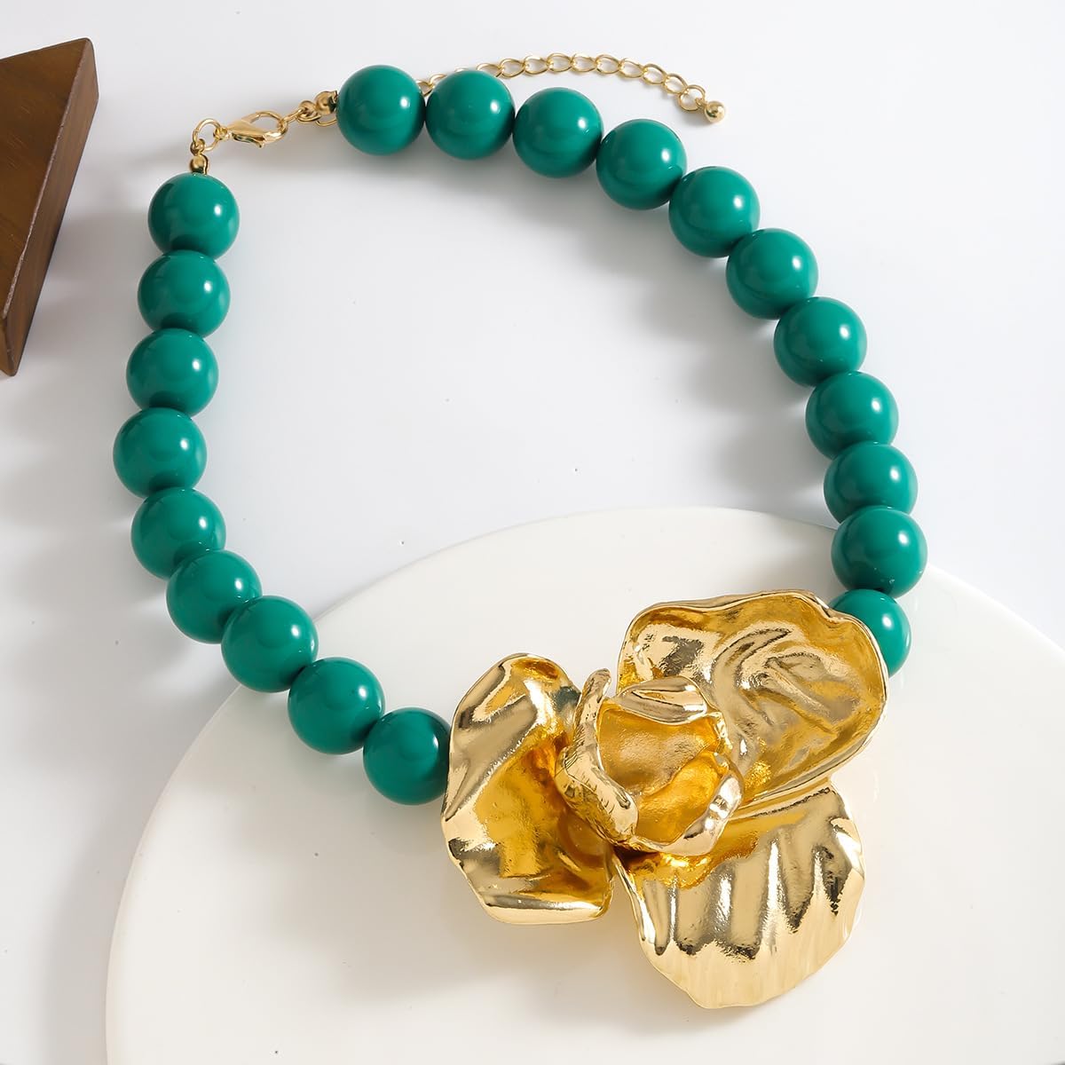 Chunky Acrylic Beaded Necklace for Women Colorful Flower Pendant Bead Chain Necklace Jewelry Fashion Accessories