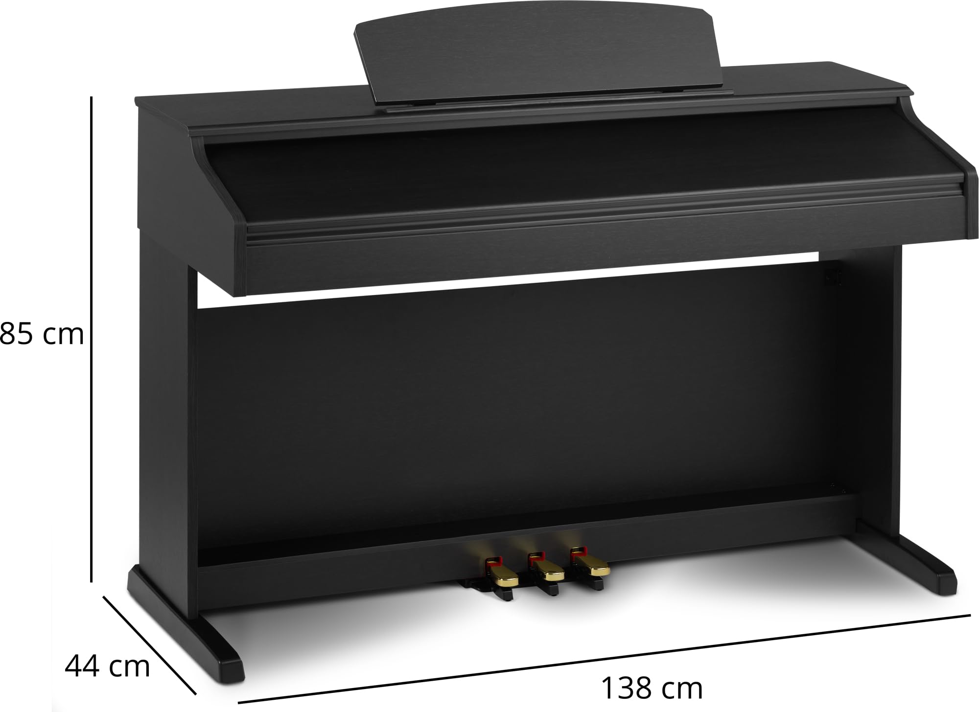 Classic Cantabile DP-50 SM Piano Numérique - 88 touches clavier pondérée à marteaux - Clavier électronique USB, 3 Pédales, 32 polyphonie - Synthetiseur debutant - Set Banquette & Casque - Noir mat