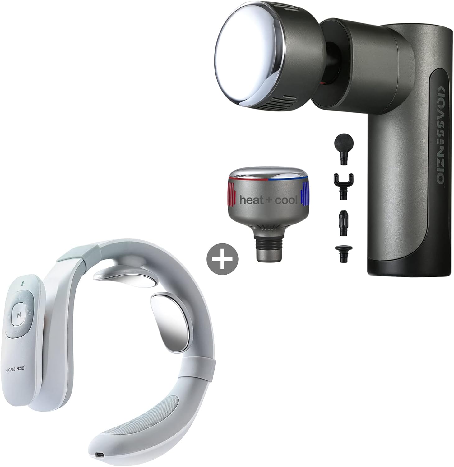 Portable Percussion Massage Gun with Heat, Cool & Neck Massager in