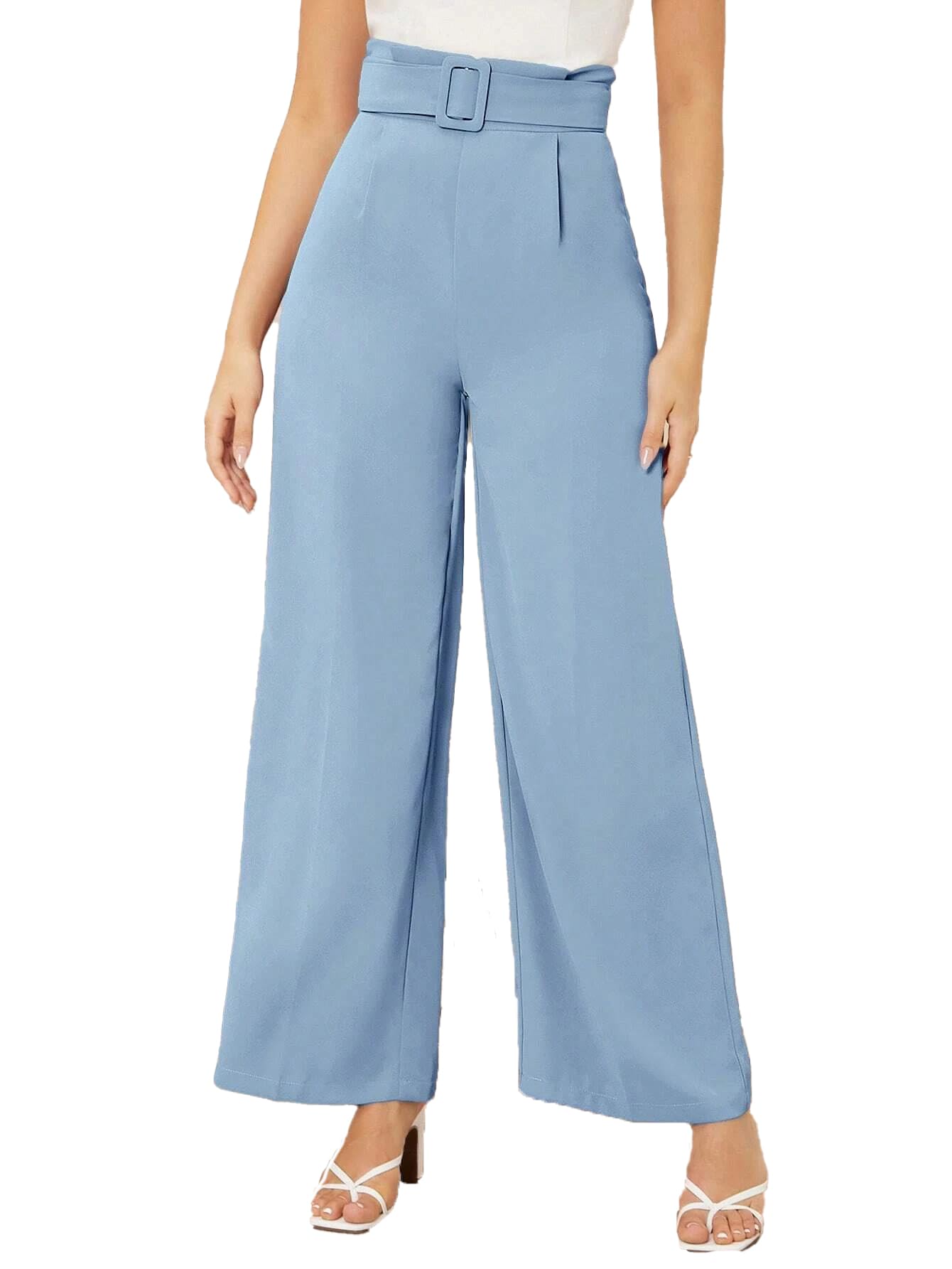 KOTTY Womens High Rise Viscose Rayon Relaxed Fit Korean Trousers Sky Blue (B0CJ9Q65D2) Amazon Price History, Amazon Price Tracker
