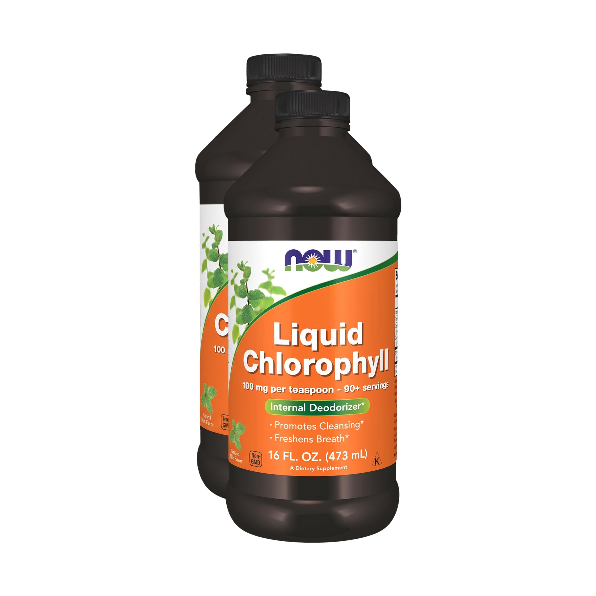 NOW Supplements, Liquid Chlorophyll, Super Concentrated, Internal Deodorizer*,Boost Energy, Mint Flavor, 16-Ounce (Pack of 2)