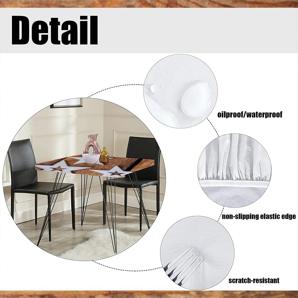 Wood Texture Tablecloth, Oak Pattern, Elastic Edge, Suitable for Catering and Kitchen, Fit for 47"x47" Square Table