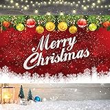 Large Merry Christmas Banner Christmas Ball Snowflake Backdrop Christmas Wall Scene Christmas Holidays Party Decor Supplies Gifts 70 x 43 Inch