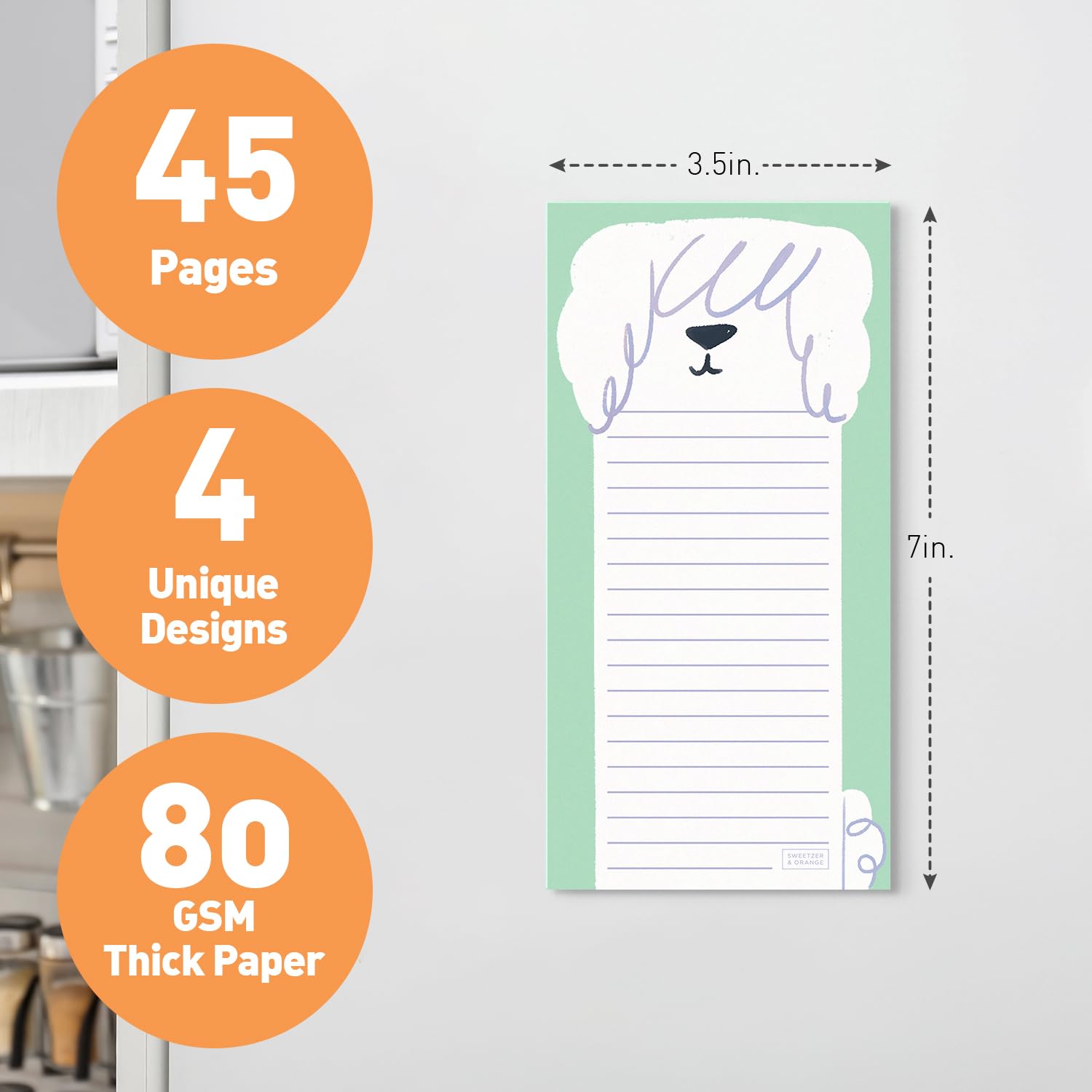 SWEETZER & ORANGE S&O Magnetic Notepads for Refrigerator 4 Pack - Image 3