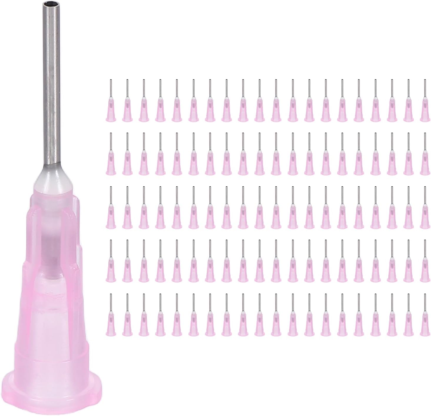 uxcell Blunt Tip Dispensing Needles, 100 Pcs 0.5 Inch 18G Glue Dispensing Stainless Steel Needle Tip Liquid Dispenser for Industrial Oil or Glue Applicator, Pink