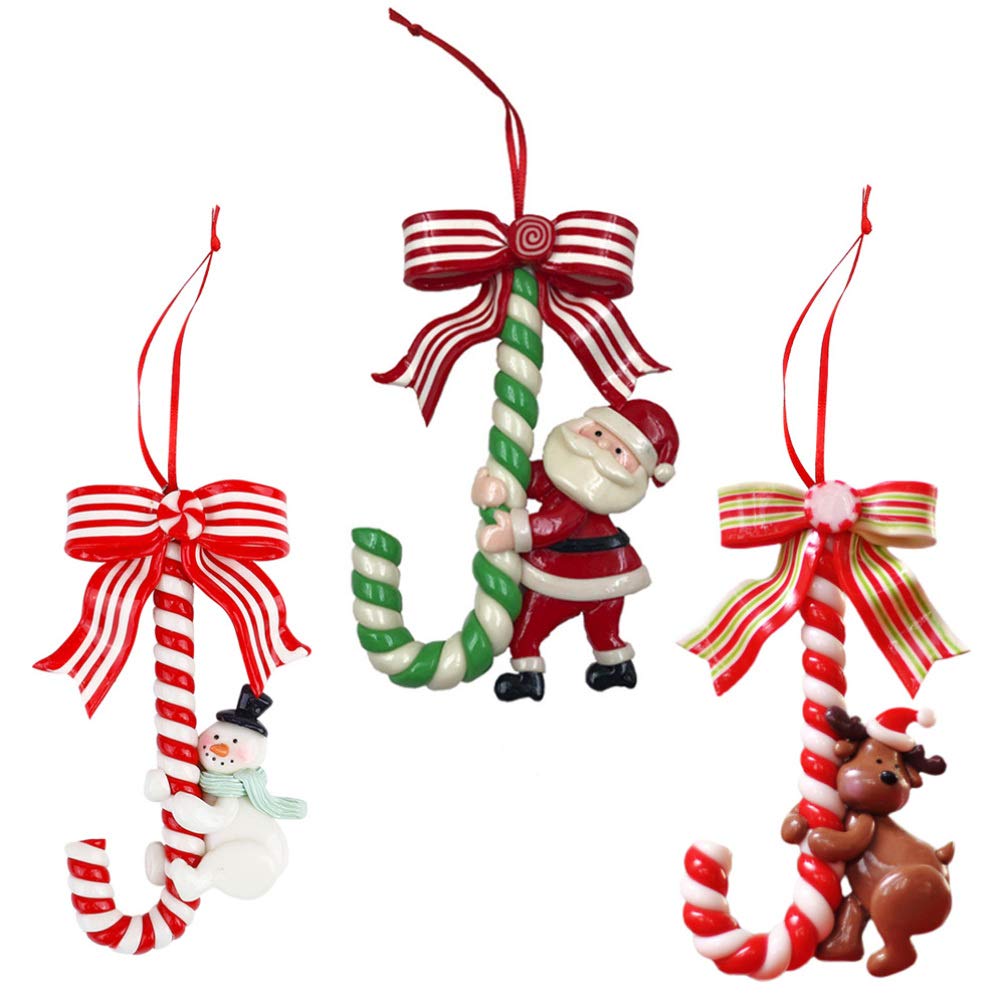 Christmas Candy Cane Ornaments For Christmas Tree,Plastic Christmas Candy Cane Decorations,Christmas Hanging Charms Pendant For Christmas Holiday Decorations 3pcs