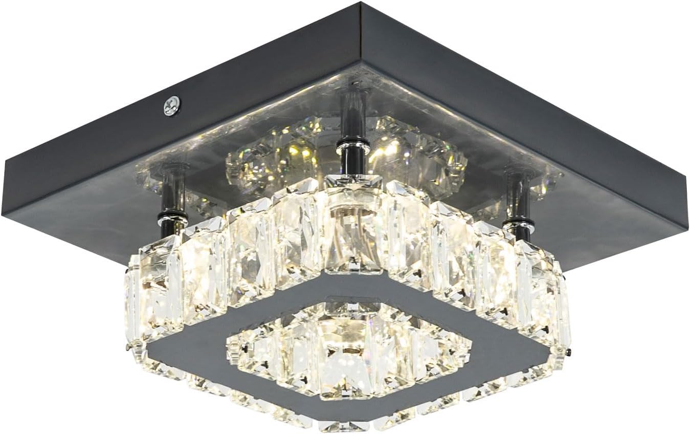 Ceiling Light, Crystal Ceiling Light, Modern Crystal Ceiling Light Crystal ceiling light - chrome - warm white light 4000K - wide voltage 85-265V With an application area of 0-53.82ft² in indoor space