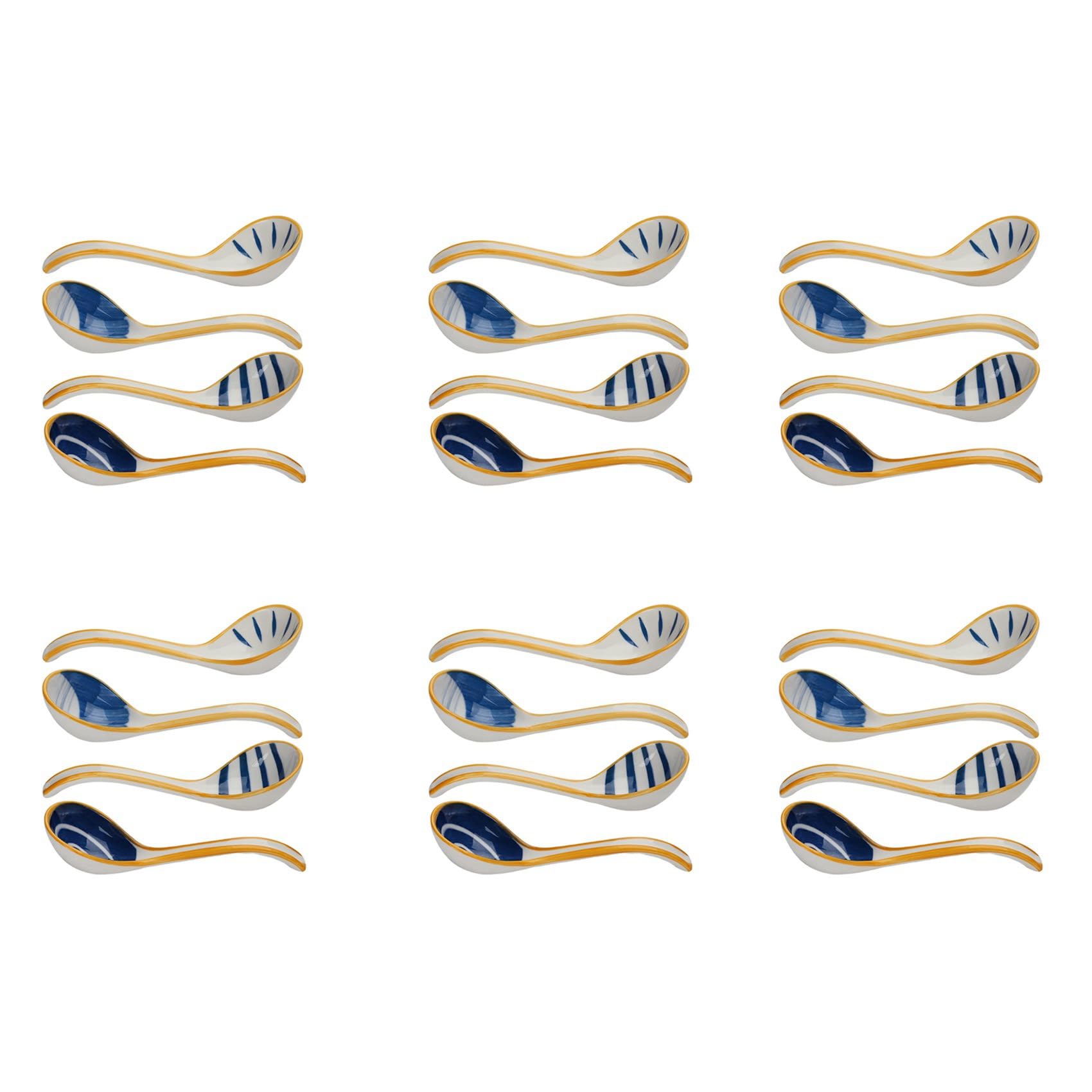 24X CuillèRes à Soupe en CéRamique Ensemble de CuillèRes à Soupe Japonaises CuillèRes à Soupe à Long Manche pour Pho Ramen Nouilles Wonton Dumpling Riz