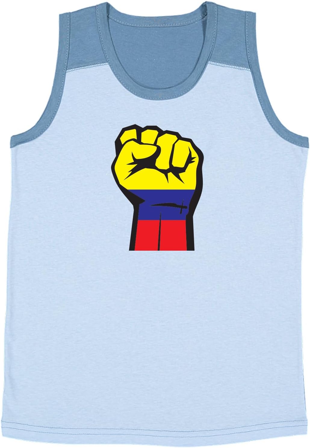 Raised Fist Colombian Flag Colombia Youth Contrast Back Tank Top
