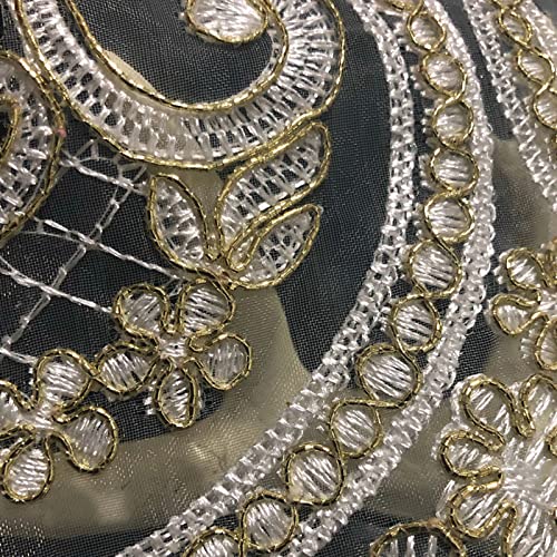 Delicate 1Yard Gold Cording Fabric Flower Venise Venice Mesh Lace Trim Applique Sewing Craft For Bride Wedding Dresses #TOP4