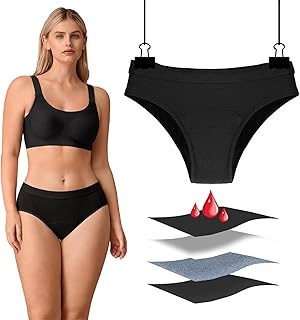 Period Underwear for Women Bikini, Menstrual Panties, Bamboo Viscose Comfortable Breathable Briefs, Leak-Proof