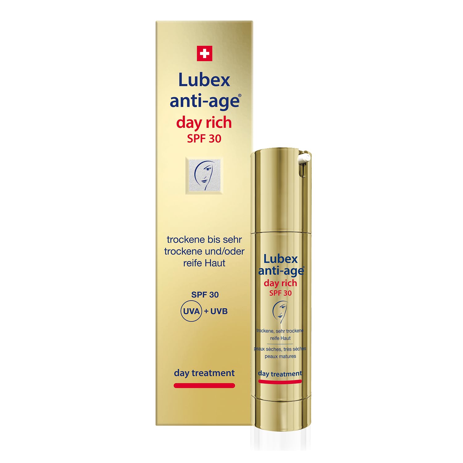 day rich SPF 30 – Anti-Aging-Tagespflege mit UVA- & UVB-Schutz, Peptiden, Apfelstammzellen & Hyaluronsäure, für trockene und/oder reife Haut, hergestellt in der Schweiz, 50ml