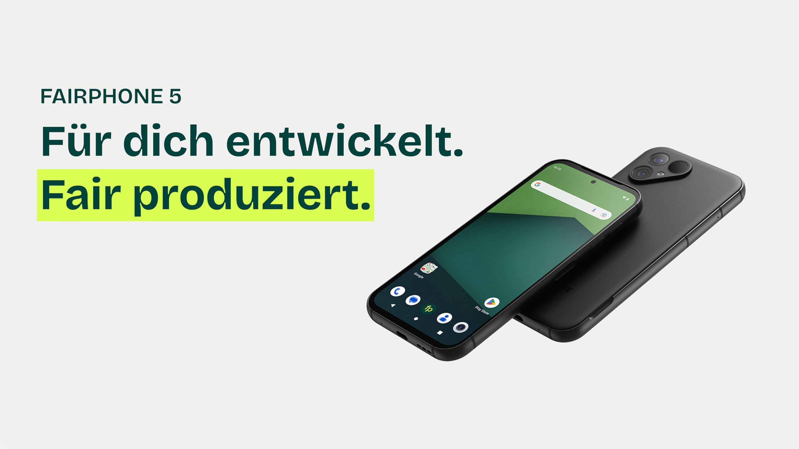 Smartfon Fairphone 5 5G Sustainable (wyświetlacz 6,46”, podwójny aparat 50 MP, 8 GB/256 GB, 4200 mAh, Android 14) ze śrubokrętem, przezroczysta edycja