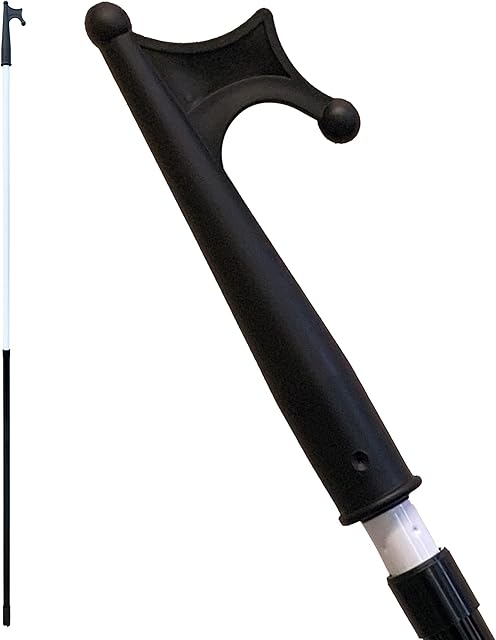 Telescopic Boat Hook, 126cm - 220cm Extendable Pole Hook Made from Heavy-Duty Metal Rod with Screw Thread Mooring Hook, Push Pole for Docking Boats, Rafts, and Kayaks