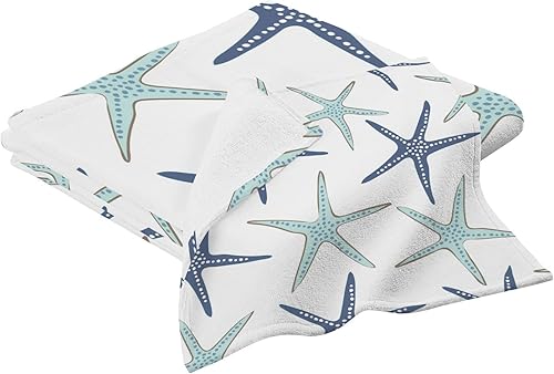 Miniatura 3 de Beach Coastal Starfish - Juego de 2 toallas de baño de algodón, 1 toalla de baño extra grande, 1 paño de guinda, toallas decorativas absorbentes y