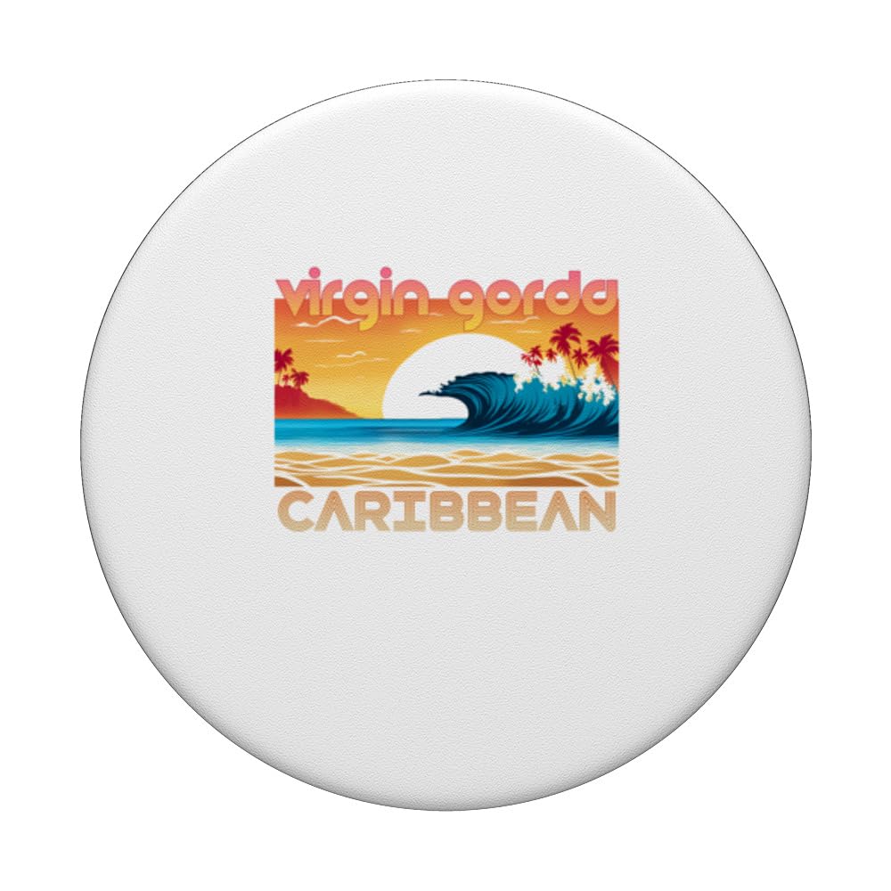 Virgin Gorda Retro Vintage Souvenir Apparel - Virgin Gorda PopSockets Swappable PopGrip, Black - Image 3