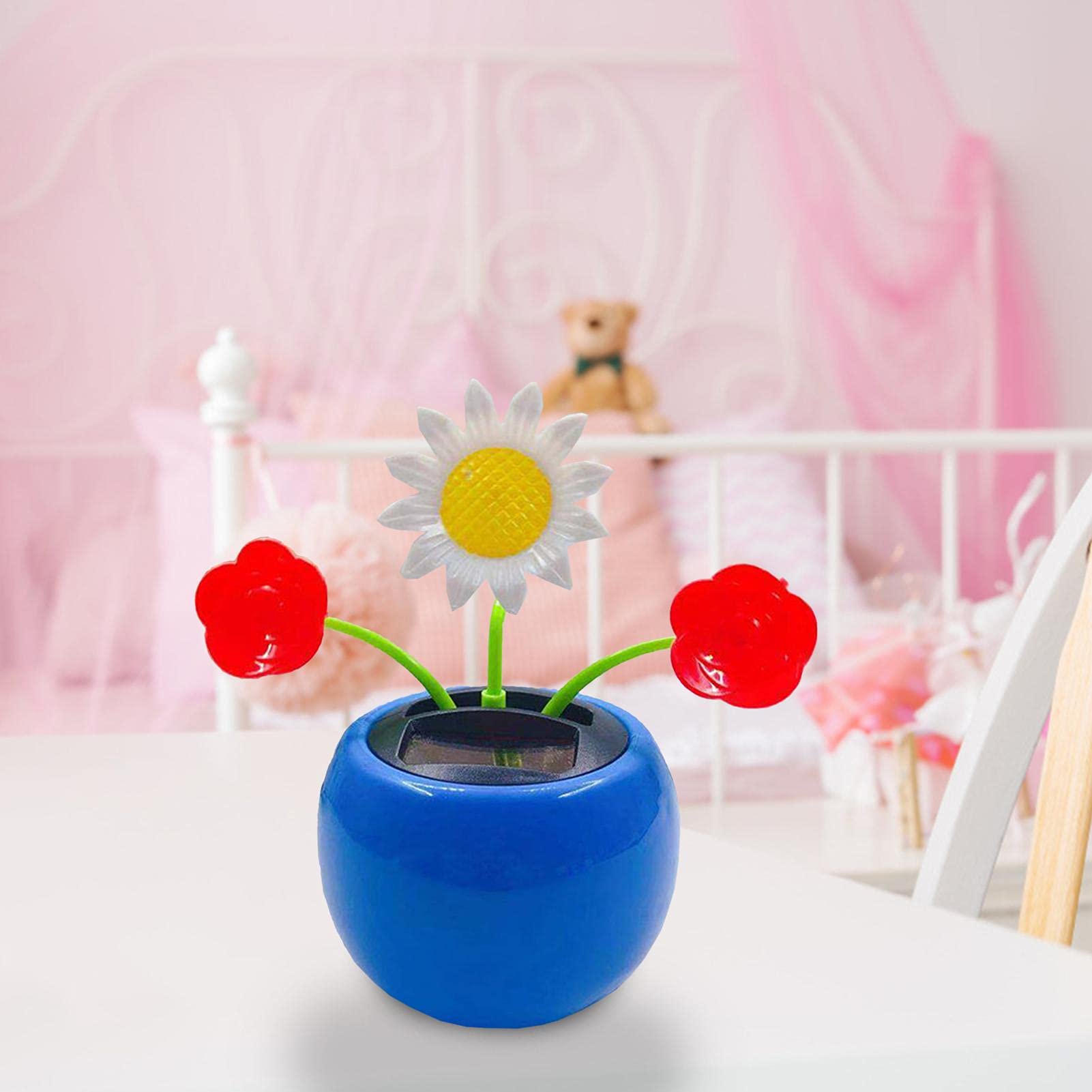 6 Flores Bailonas Solares – Decoración Para Coche O Casa, Movimiento Automático Con Luz, Sin Pilas