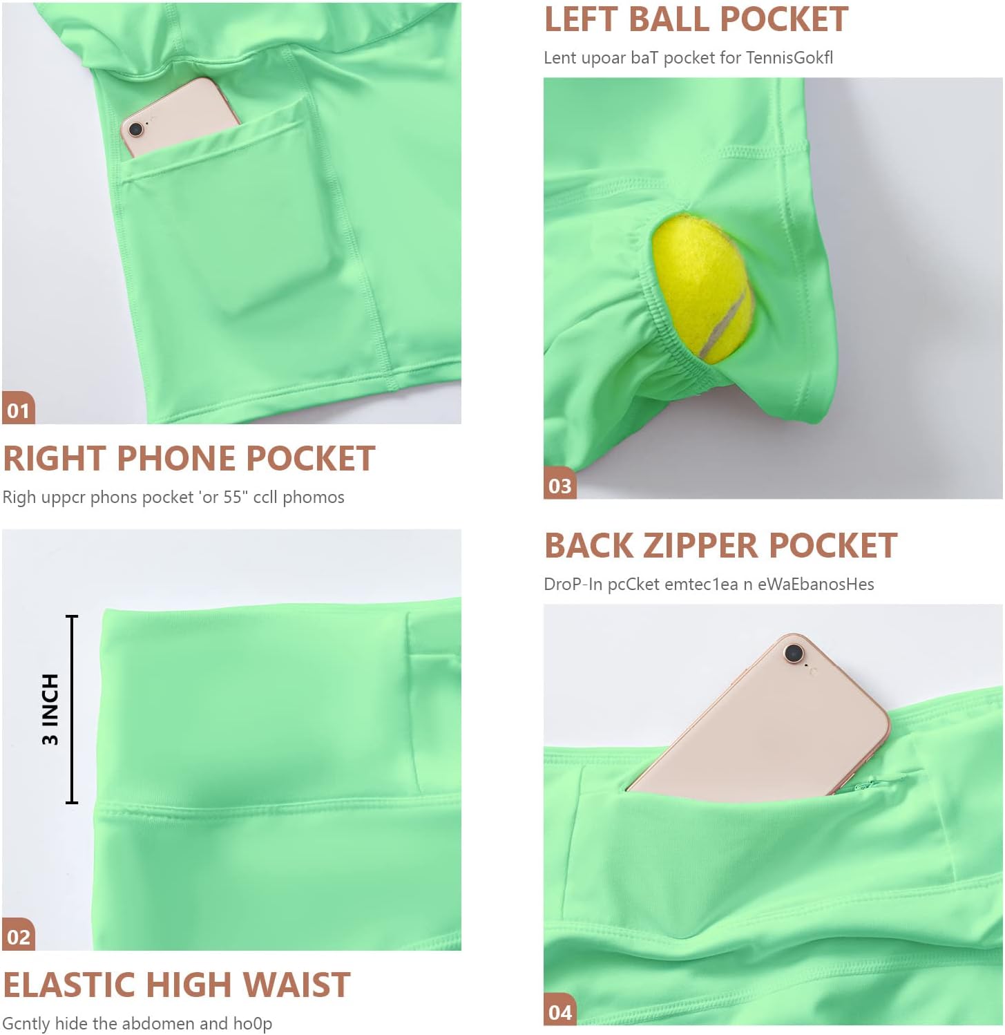 Women's Tennis Skirt High Waisted Pleated Athletic Skorts Skirts for Women with Pockets Sports Casual Skirts - Image 4