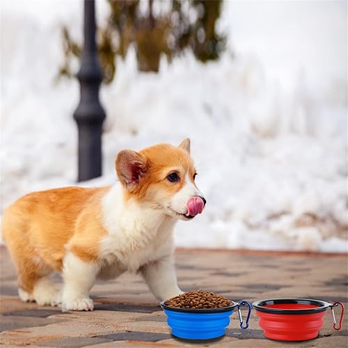 Miniatura 5 de Tazón plegable para perro, paquete de 2 cuencos de viaje portátiles y plegables para mascotas, platos plegables para perros y gatos y animales