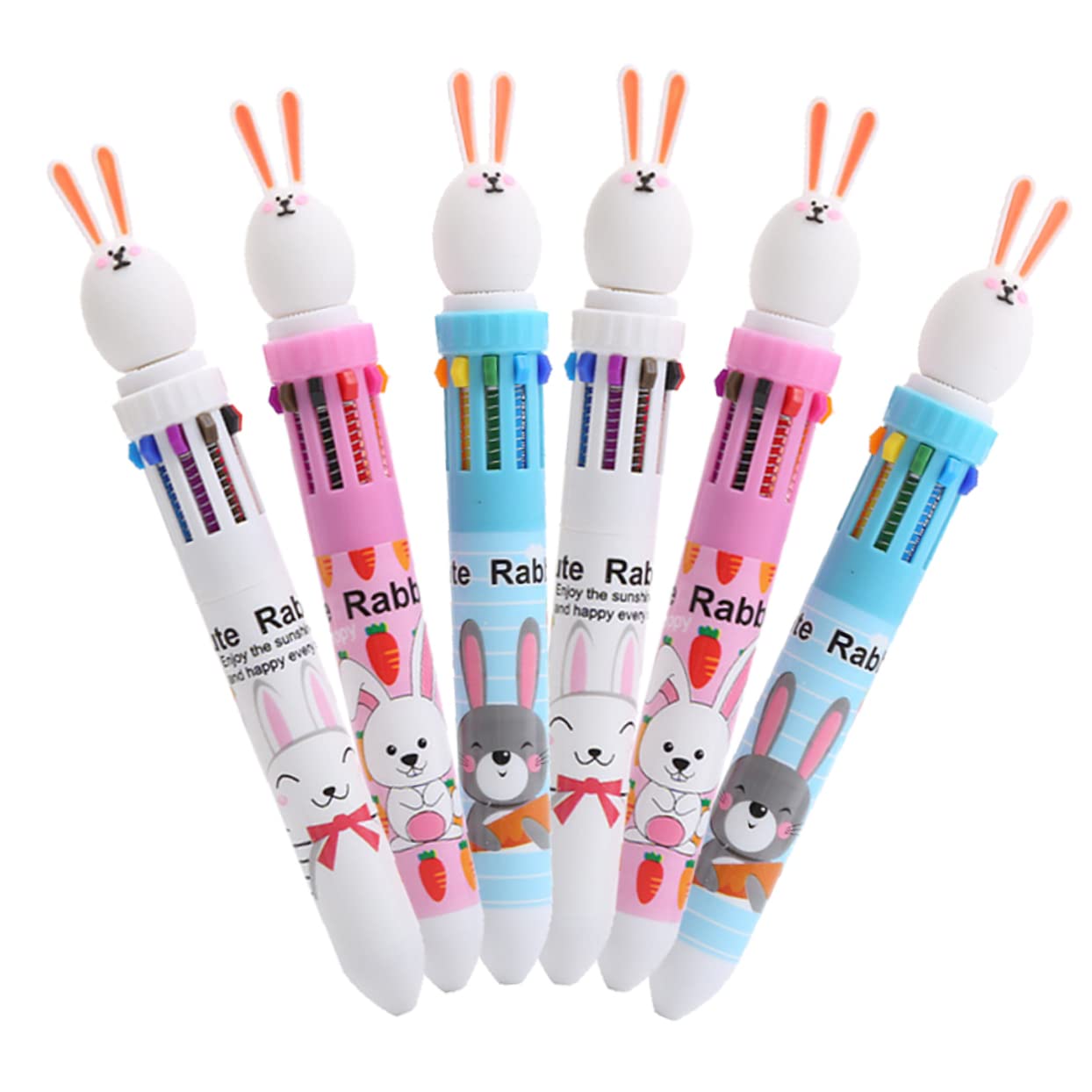 Tofficu 5 Ensembles Mini Stylos À Bille En Forme De Lapin Stylos En Vrac Surligneurs Multicolores Effaçables À Bille Rouges Mignons 6 pièces * 5