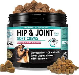 Daily Pet Care Hip and Joint Supplements For Dogs | Dog Joint Supplements to Reduce Stiffness and Improve Mobility with Organic Turmeric, Glucosamine, Chondroitin and Green Lipped Mussel For Dogs