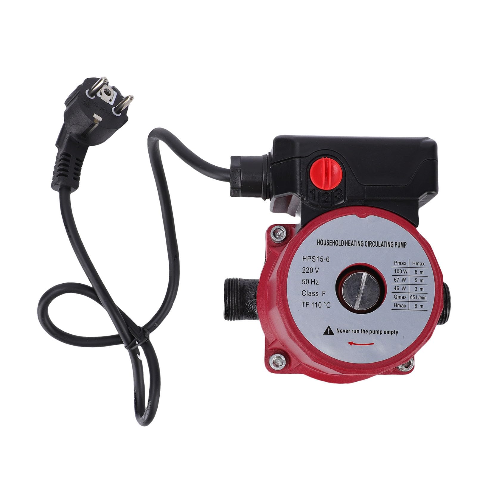 Pompa di Ricircolo Acqua Calda Pompa di Circolazione Schermata in Ghisa 3 velocità 46W 67W 100W 65L Min Testa 6m NPT Tubo da 1 Pollice per di Riscaldamento Scaldabagno (Spina europea 220 V)