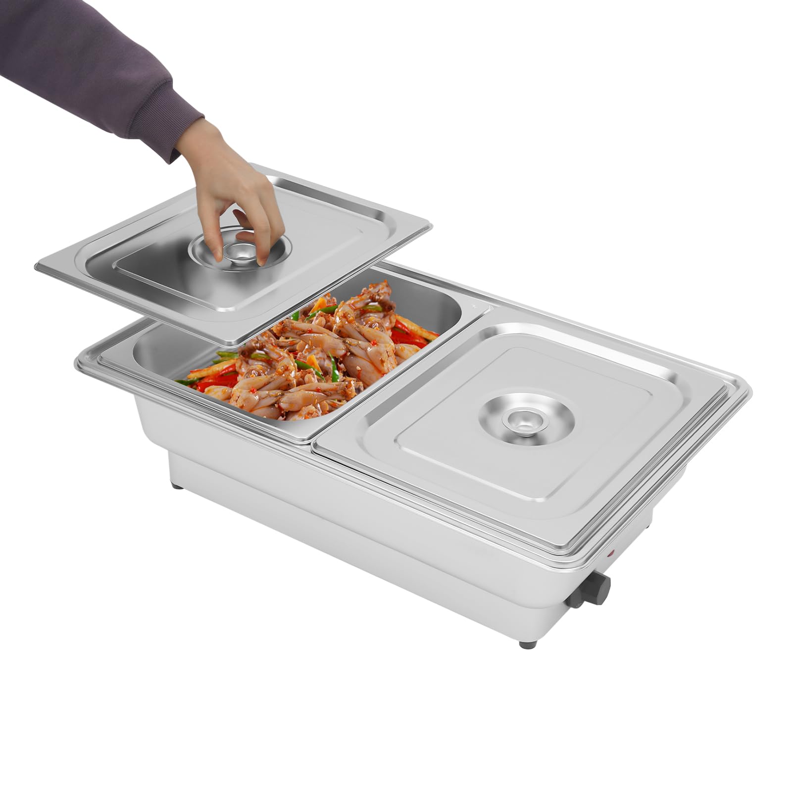 Chafing Dish elettrico in acciaio inox con GN 1/2 | 9 litri | 35 – 80 ℃ | scaldavivande per buffet catering party