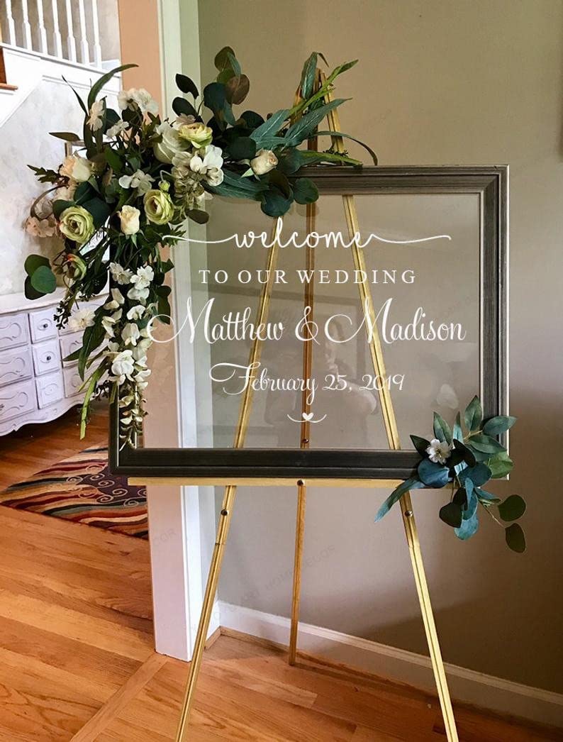 La Boda de Bienvenida Personalizado Parejas de Nombres y Fechas de la Pared de la Etiqueta engomada del Espejo de Calcas Nupcial de la Ducha de Corazón Espejo de la Boda decoración42X60CM