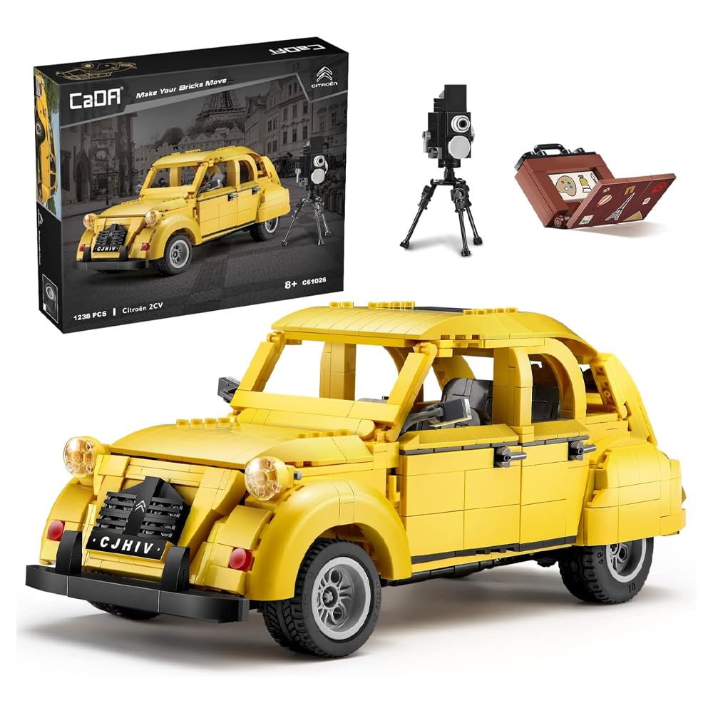 CaDA Citroen 2CV Retro Car 1:12 Brick Model 1238pcs 61026W