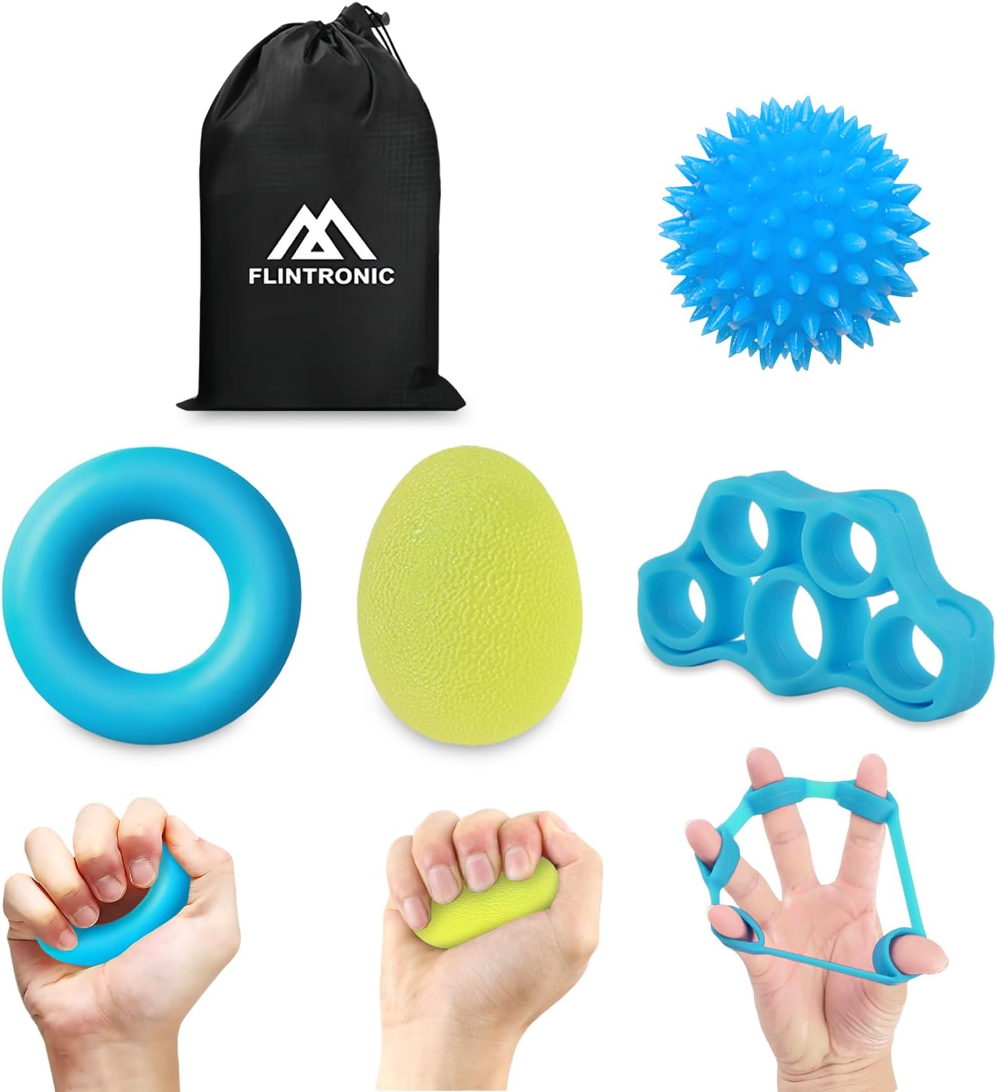 flintronic Grip Strength Trainer, Forearm Strengthener Kit, Finger Therapy Squeeze Balls, Hand Grip Strengthener