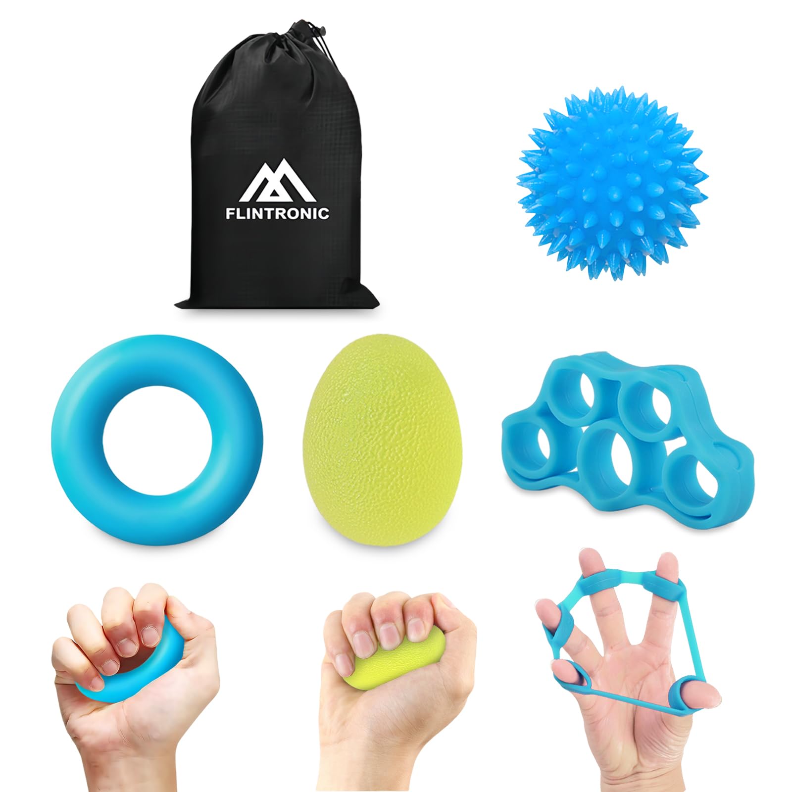 flintronic Set per Allenamento delle Mani e delle Dita, Pallina Antistress Mano Terapia, Pallina Fisioterapia Mano, Strumento per Il Rafforzamento della Presa delle Mani