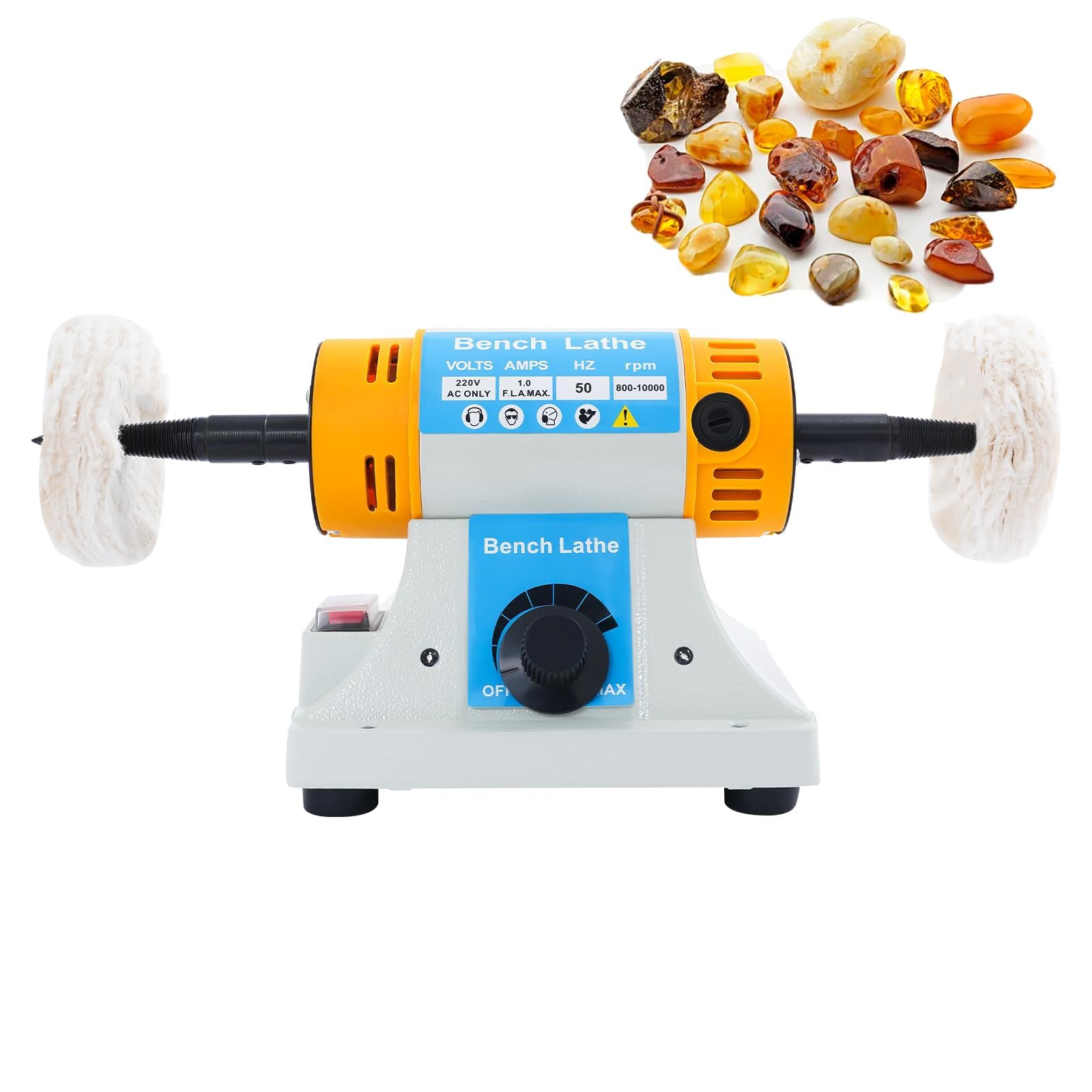 Pulidora de banco 320 W, pulidora de jade, pulidora joyas, velocidad ajustable 800 a 10 000 RPM, ideal para joyería, odontología, fundición de metales y proyectos bricolaje.
