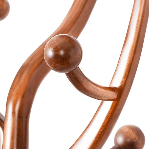 Miniatura 8 de Perchero independiente con 8 ganchos, soporte de madera de fresno de alta calidad de 79 pulgadas, soporte para colgar percheros en el suelo para