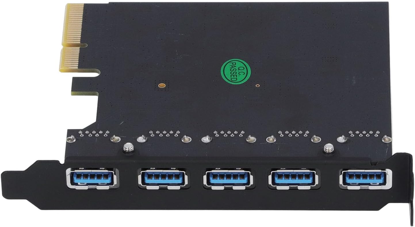 5-Port USB 3.2 Gen 2 Type A PCIe Expansion Card with ASM3142 Chipset, 10Gbps for Desktop PC, Over Current Protection