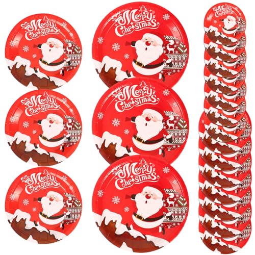 BESTOYARD クリスマス 紙皿 使い捨て プレート サンタ ペーパープレート 7インチ 9インチ お菓子皿 使い捨て食器 使い捨て紙皿 パーティー用 使い捨て食器セット 20個セット