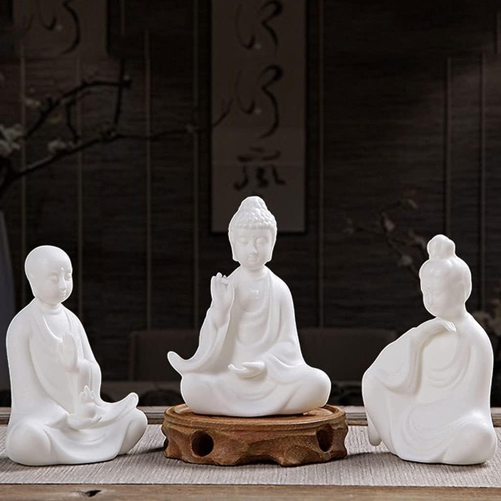 Figuras Budas Estatua De Buda De 4,3 Pulgadas, Estatuas De Meditación, Adornos De Estatua De Cerámica Blanca En El Coche, Decoración del Hogar Budas Decorativos(A)