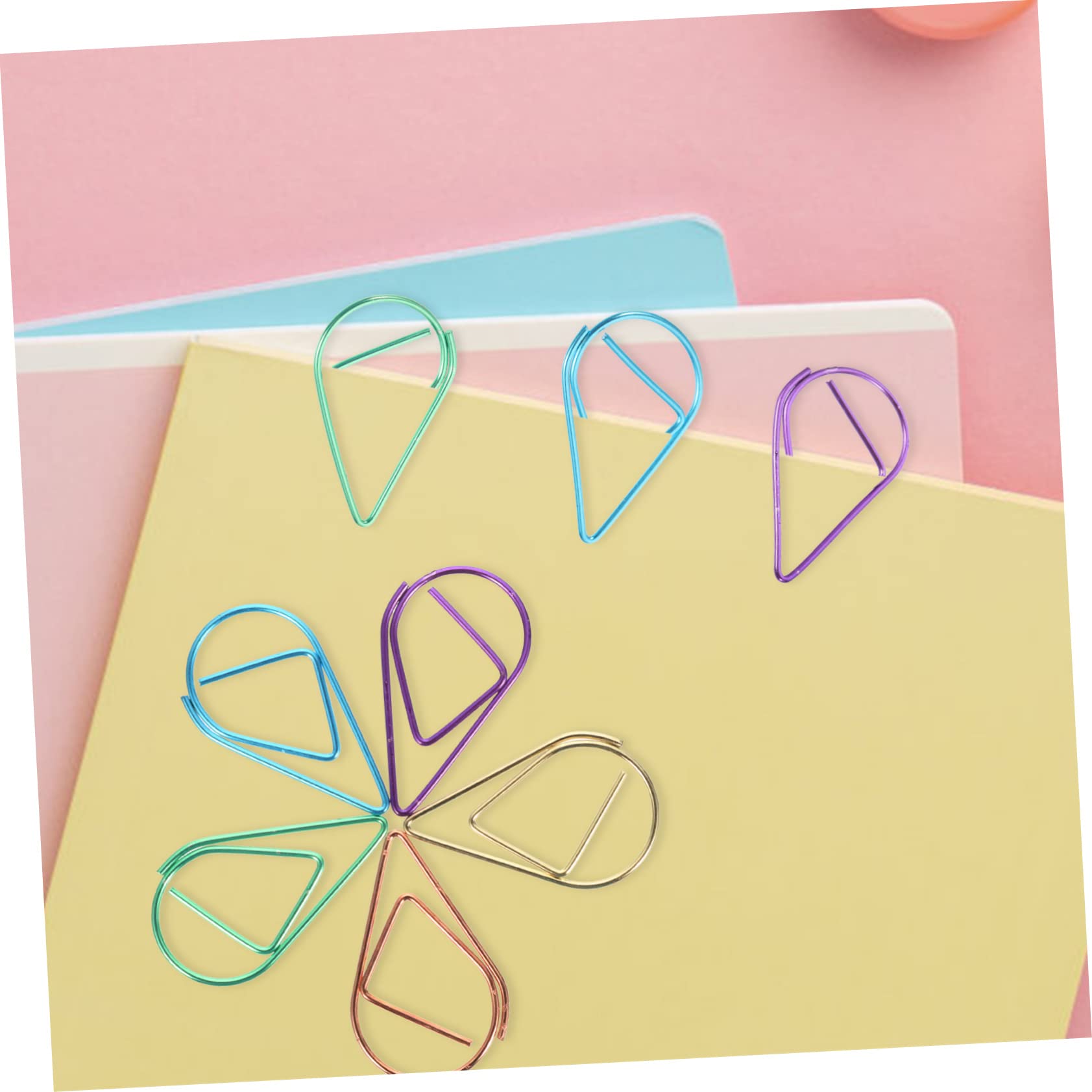 Tofficu 250stücke Bunte Kreative Papierclips Wassertropfenform Niedliche Büroklammern Für Schule Und Büro Farben Roségold Lila Grün Blau Gold Für Notizen Und Dokumente