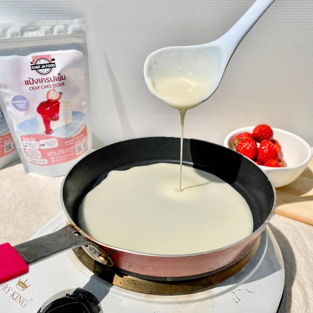 เชฟจ๋า Vanilla Flavored Cold Crepe Mix, Easy Just-Add-Water Baking Base, Professional Flour Blend for Delicate Dessert Wraps and Pastries (500g)