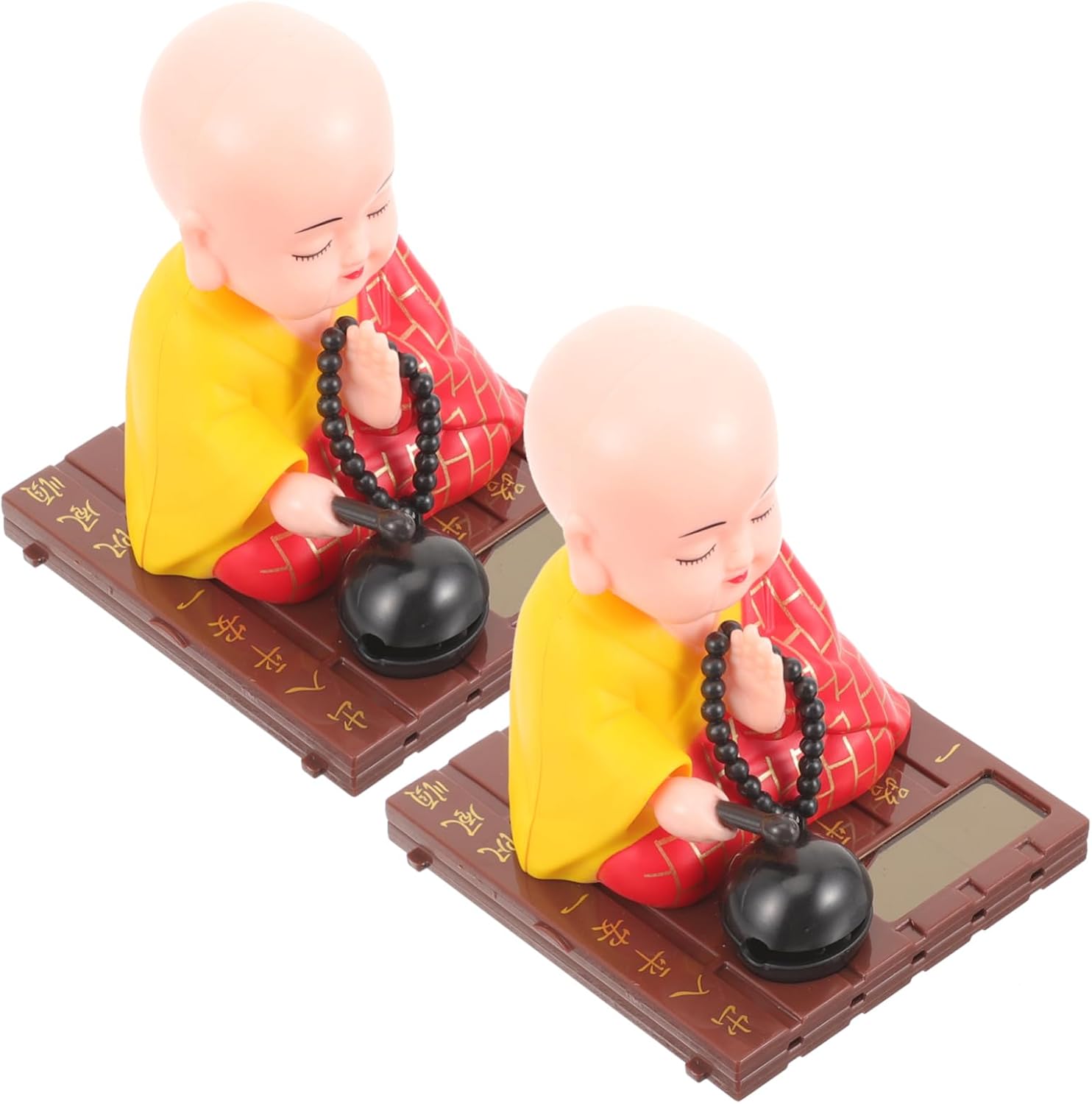 VICASKY 2pcs Solar Shaking Head Monk Bobblehead Xmas Car Dashboard