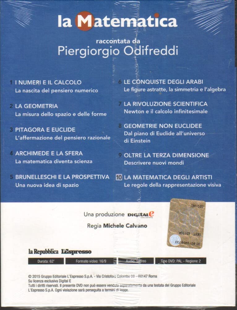 La matematica raccontata da Piergiorgio Odifreddi. Raccolta Completa con n. 10 DVD in Italiano con Cofanetto. Versione da edicola